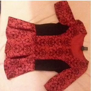 Red/Black velvet material peplum